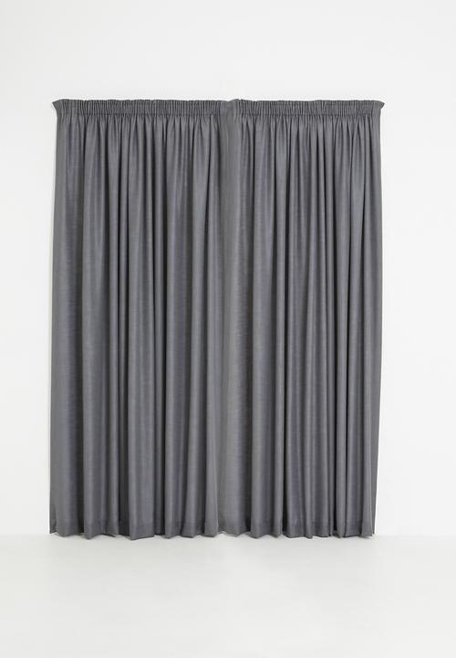 Sixth Floor - Slub lined taped curtain - charcoal