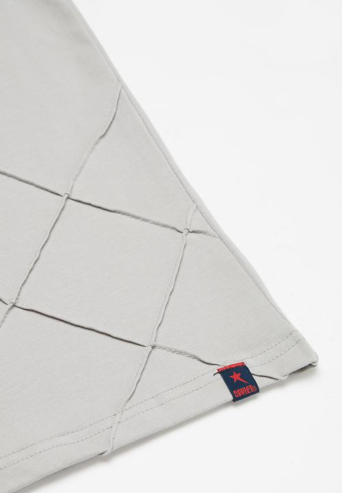 SOVIET - V-neck tee with pocket - grey & blue 