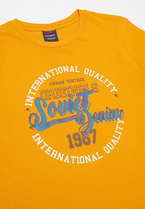 SOVIET - Boys short sleeve logo tee - yellow 