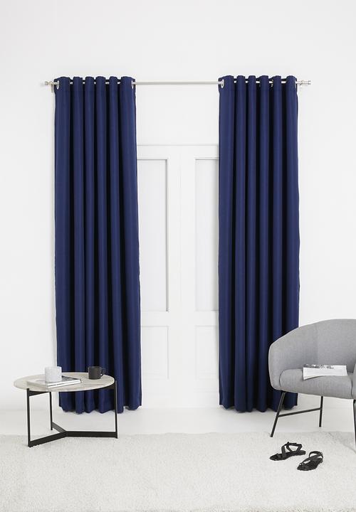 Metro Self Lined Eyelet Curtain 2 Pack, Navy Blue Curtains