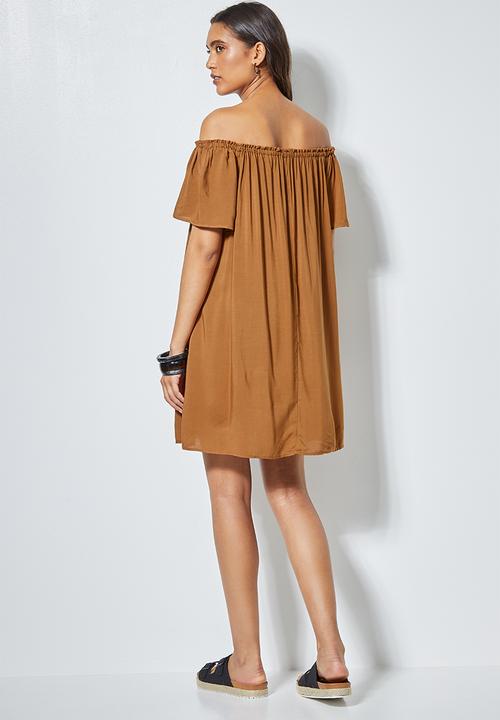 Superbalist - Mini off the shoulder dress -tobacco 