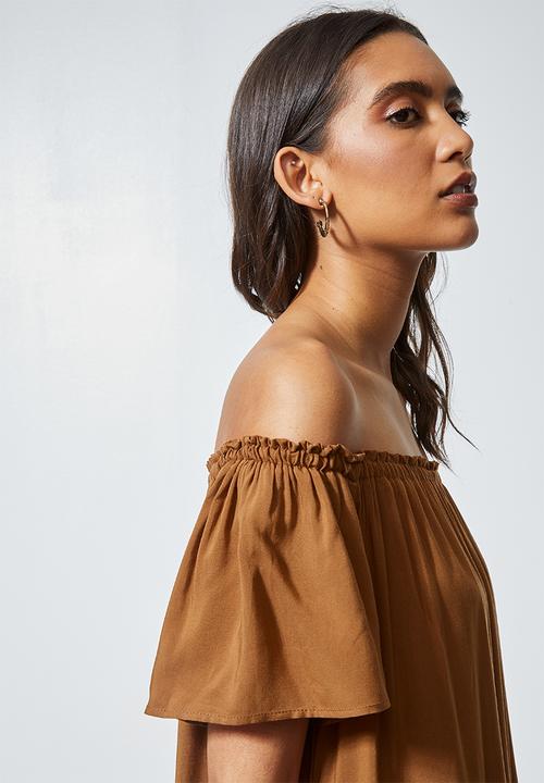 Superbalist - Mini off the shoulder dress -tobacco 