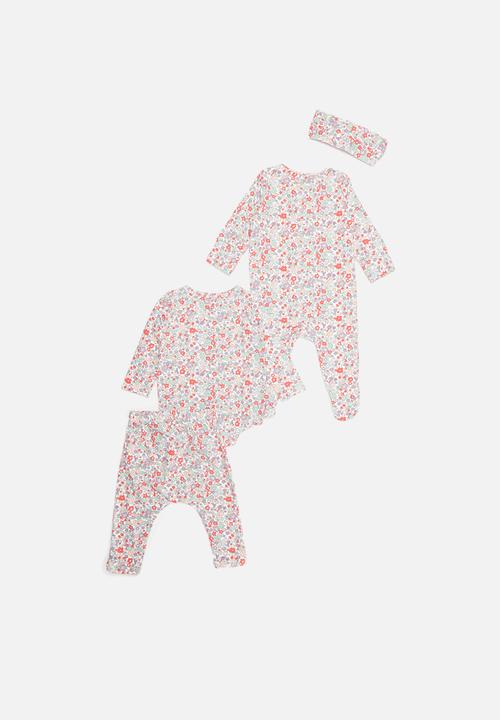 Cotton On - Bundle romper, bubbysuit, legging & headband -vanilla & garden floral