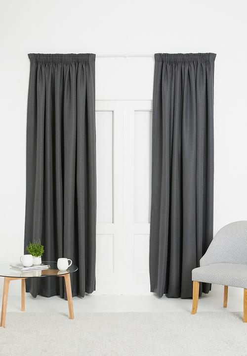 Sixth Floor - Metro self-lined taped curtain - charcoal grey