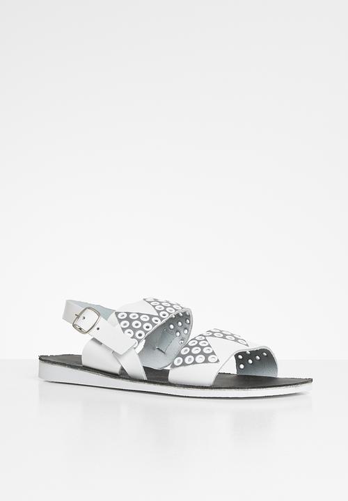 iFELE - Zulu crown leather sandal - white & grey