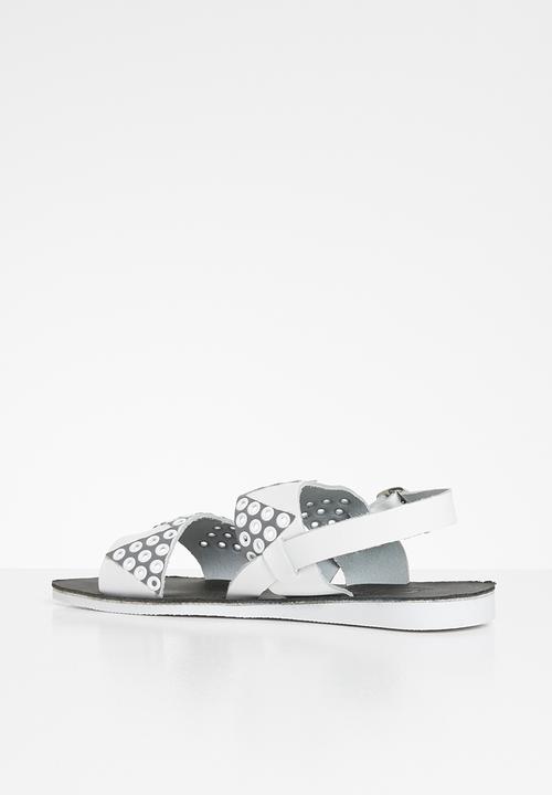 iFELE - Zulu crown leather sandal - white & grey