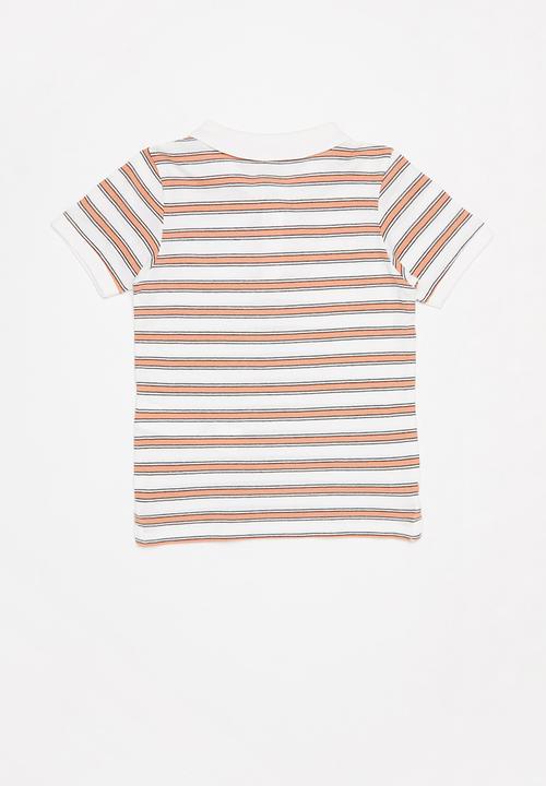 Cotton On - Kendricks polo - retro white & dark melon stripe