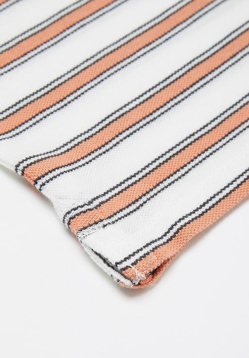 Cotton On - Kendricks polo - retro white & dark melon stripe