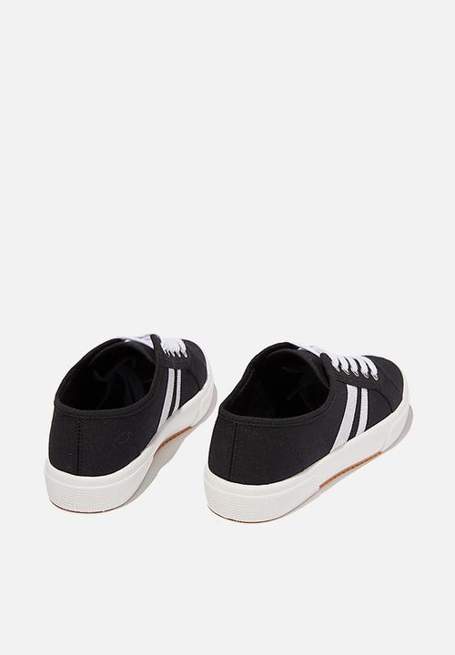 Cotton On - Lisa lace up plimsoll - black 