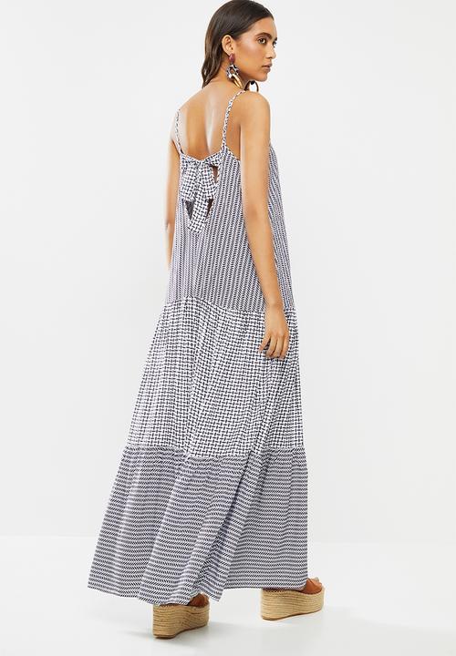 Me&B - Print mixing maxi sundress with back bow detail - multi 