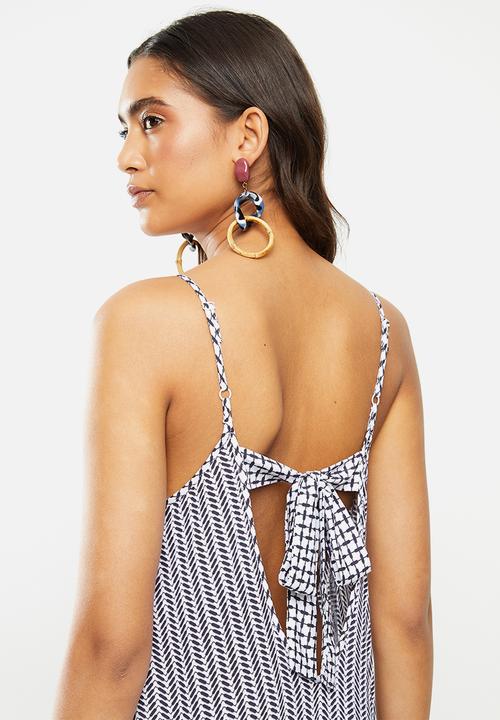 Me&B - Print mixing maxi sundress with back bow detail - multi 
