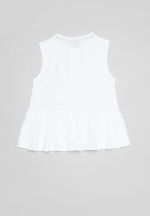 POLO - Girls terri frill back tee - white