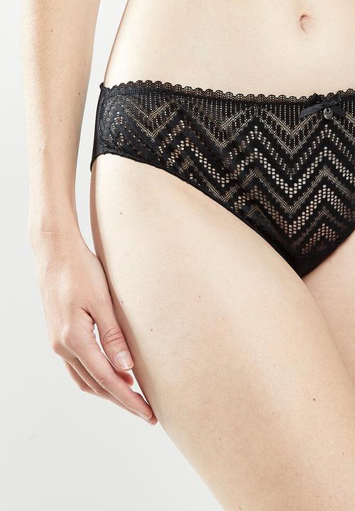 Jockey - 1 Pack ladies zig zag lace bikini - black