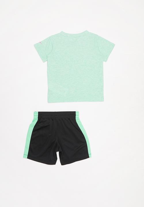 Nike - Nike boys just do it top & short set - black & green 