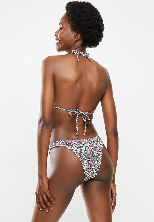 Cotton On - Refined high side brazilian bikini bottom - tropical leopard shirred