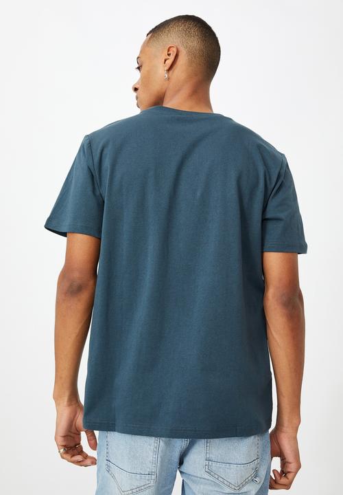 Cotton On - Tbar text t-shirt  - ocean teal