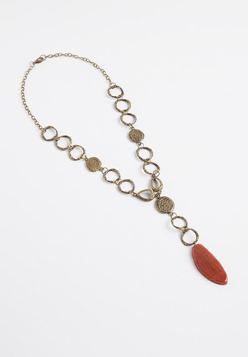 Superbalist - Spencer pendant necklace - gold & orange