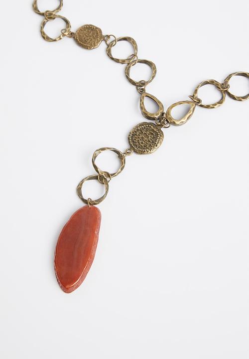 Superbalist - Spencer pendant necklace - gold & orange