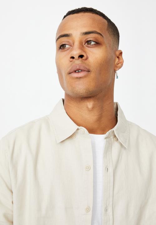 Cotton On - Linen cotton long sleeve shirt - white