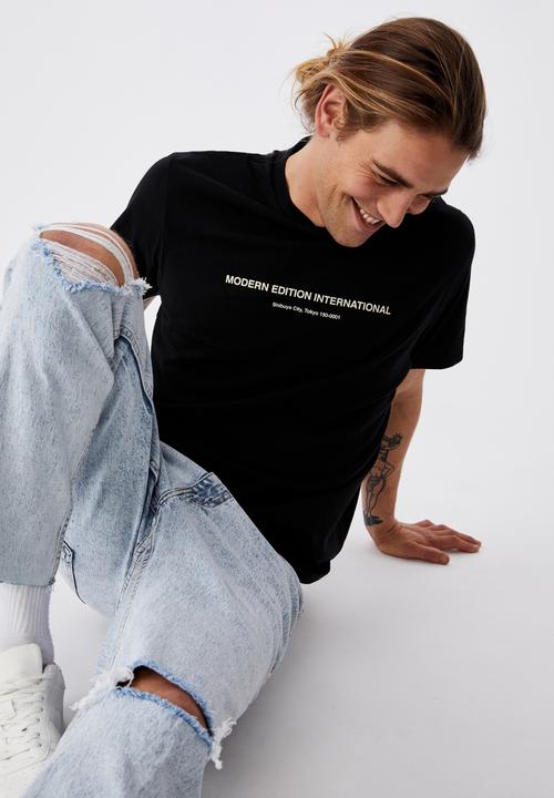 Cotton On - Tbar text T-shirt  - black