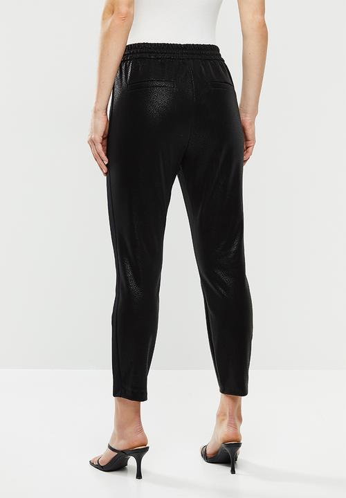 Vero Moda - Eva mr loose string broken coated pant - black