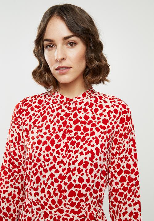 Vero Moda - Saga long sleeve abk shirt dress - red & white
