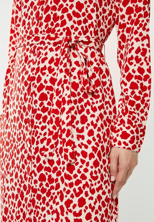 Vero Moda - Saga long sleeve abk shirt dress - red & white