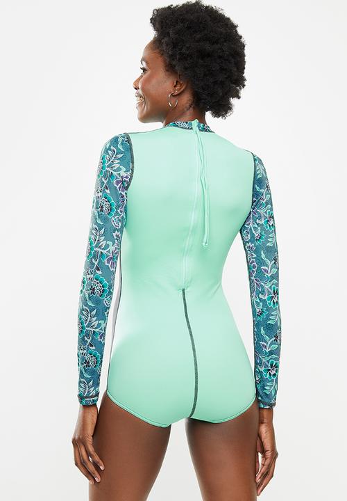 Lizzy - Manoli floral upf 50+ long sleeve swimsuit - green