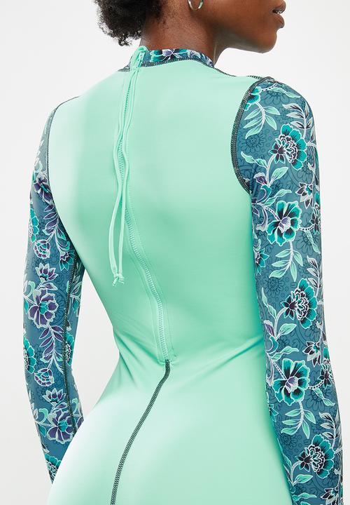 Lizzy - Manoli floral upf 50+ long sleeve swimsuit - green