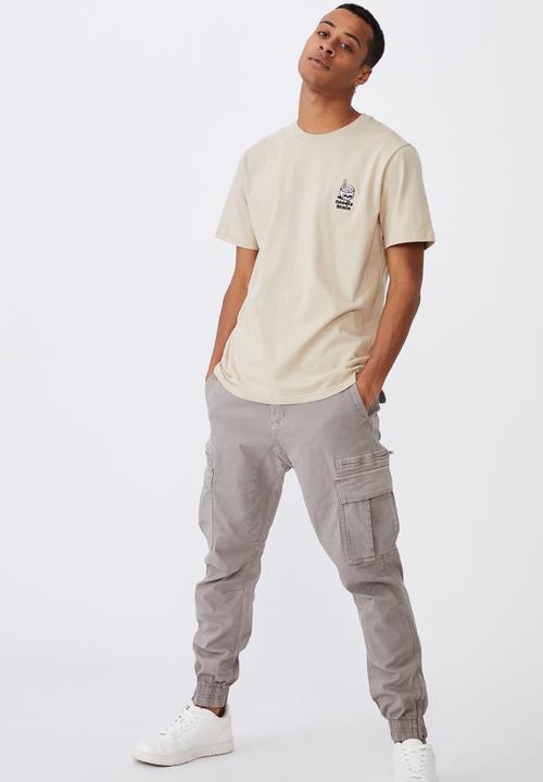 Cotton On - Tbar art T-shirt - clay stone