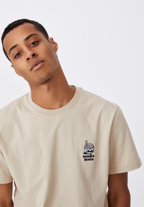 Cotton On - Tbar art T-shirt - clay stone