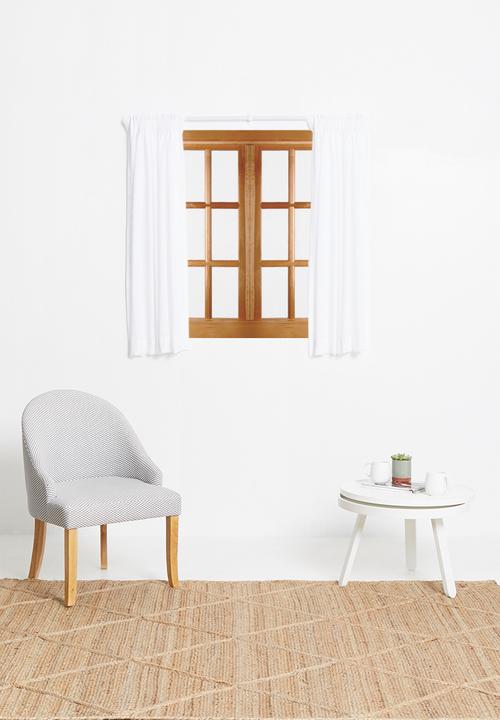 Sixth Floor - Slub unlined taped café curtain - white