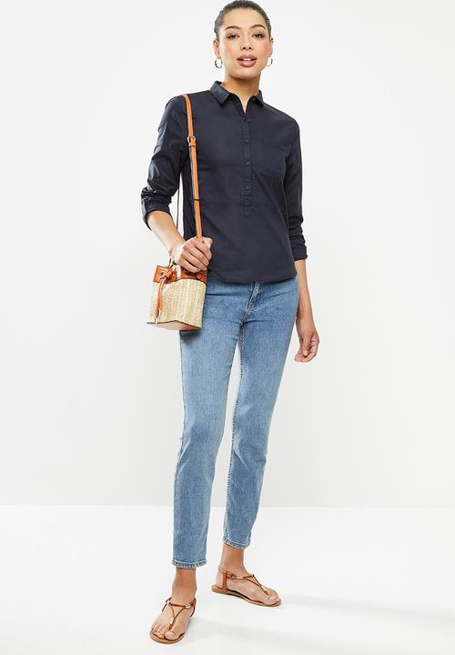 edit - Curved hem shirt - navy