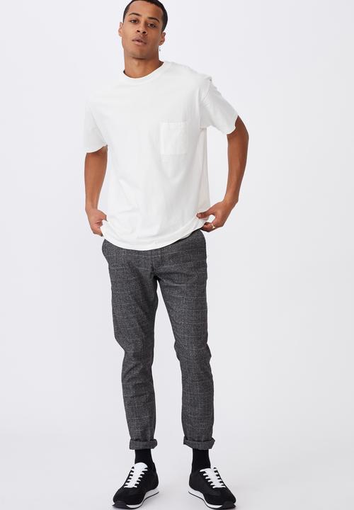 Cotton On - Skinny stretch chino - black &  white 