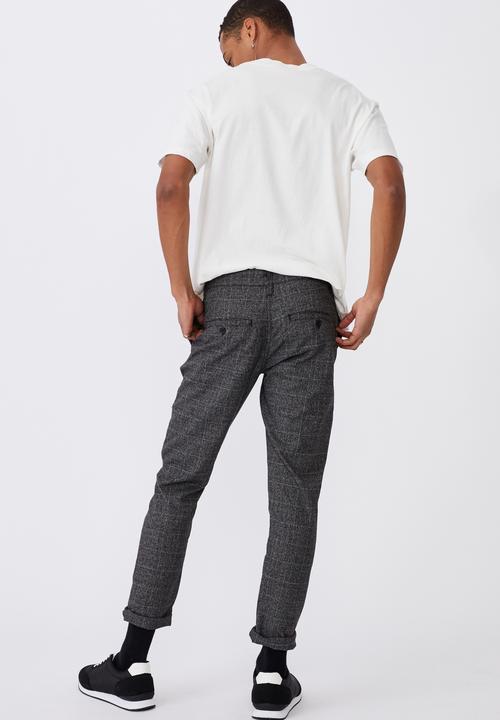 Cotton On - Skinny stretch chino - black &  white 