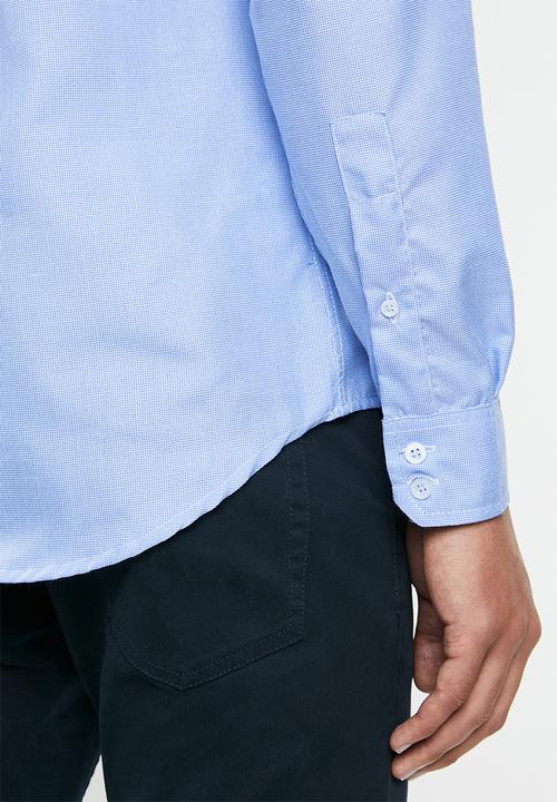 Ben Sherman - Jacquard ls shirt - mid blue