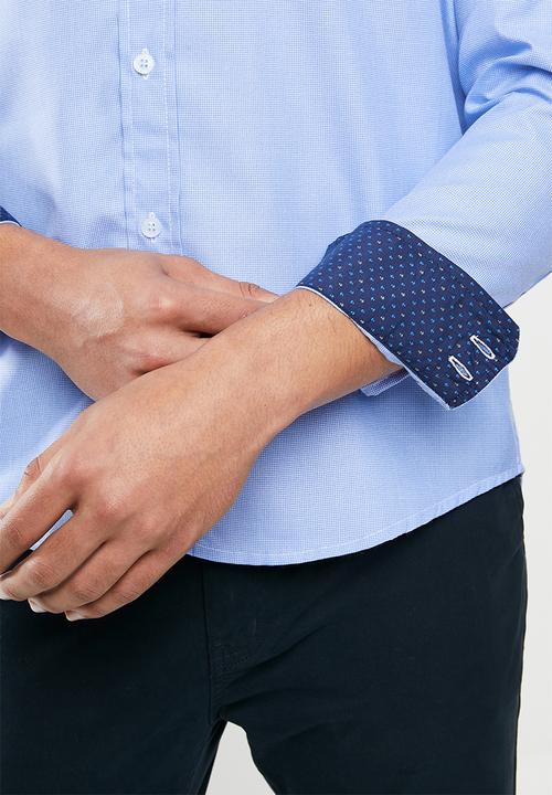 Ben Sherman - Jacquard ls shirt - mid blue