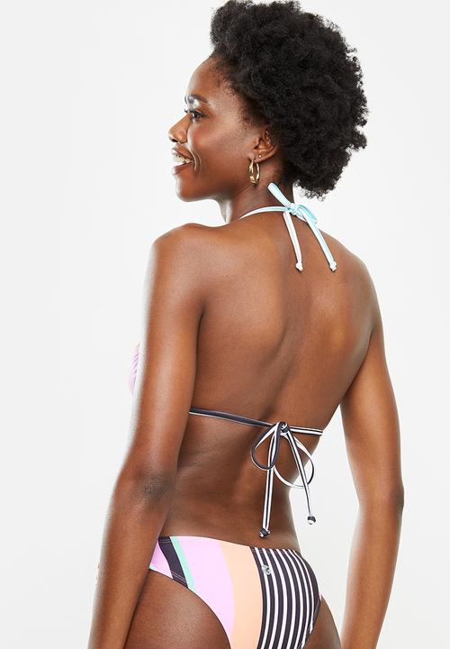 Lizzy - Panama triangle bikini top with frilled edging and removable padding - multi 
