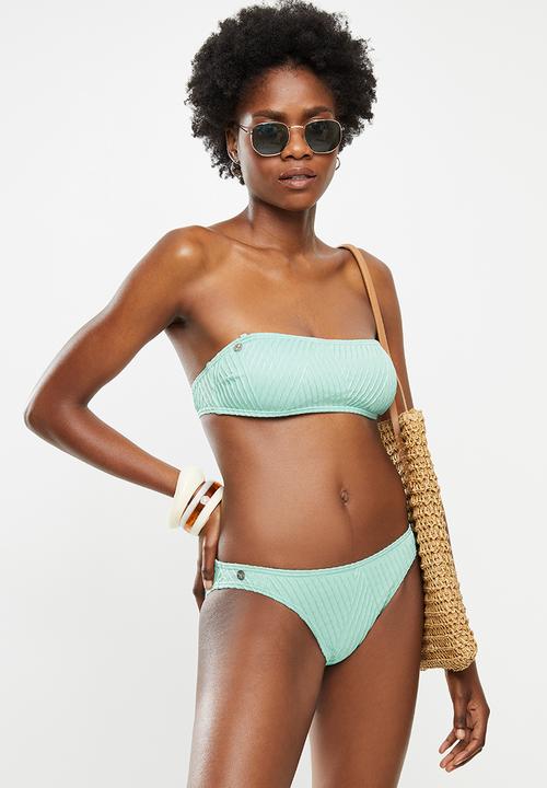 Lizzy - Etude textured high cut bikini bottoms - aqua