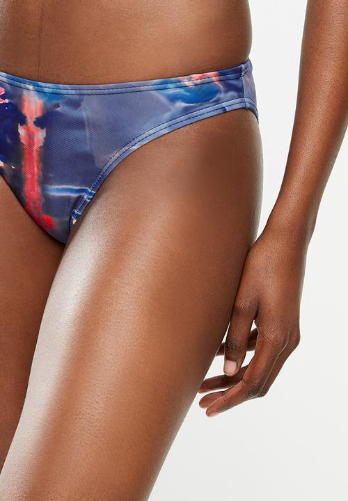 Lizzy - Celie high cut bikini bottoms - navy & orange