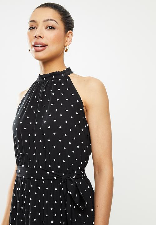 edit - Highneck tiered maxi - black & white 