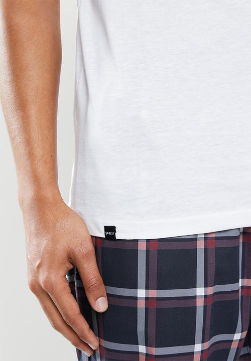 Superbalist - 2 pack scoop neck short sleeve sleep tee - white & red dahlia