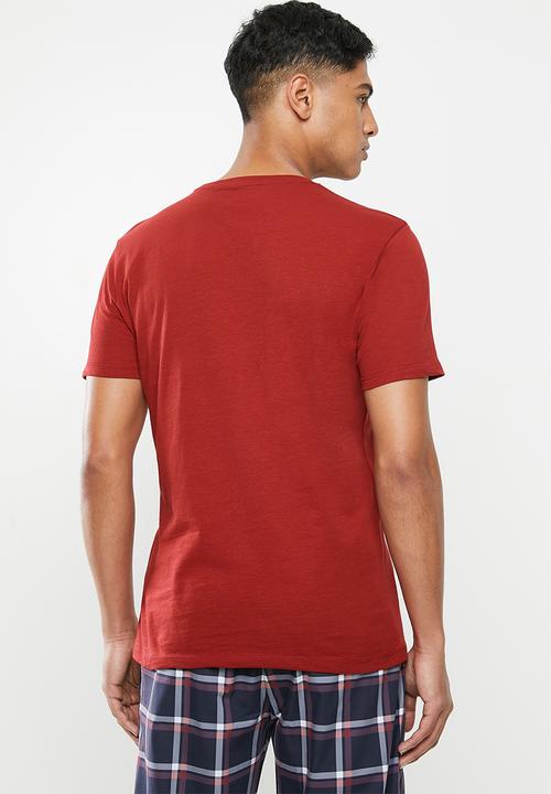 Superbalist - 2 pack scoop neck short sleeve sleep tee - white & red dahlia