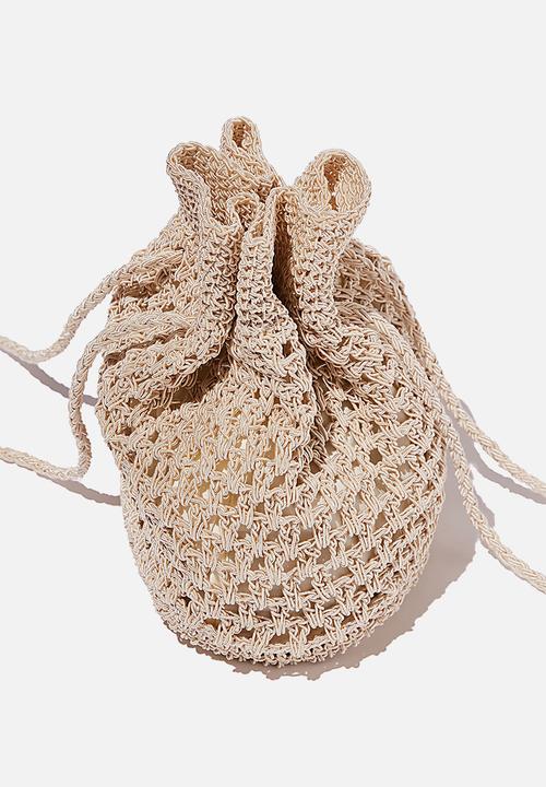 Rubi - Macrame knit bucket bag - natural