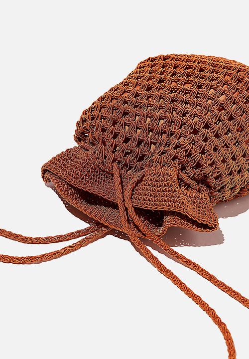 Rubi - Macrame knit bucket bag - chutney
