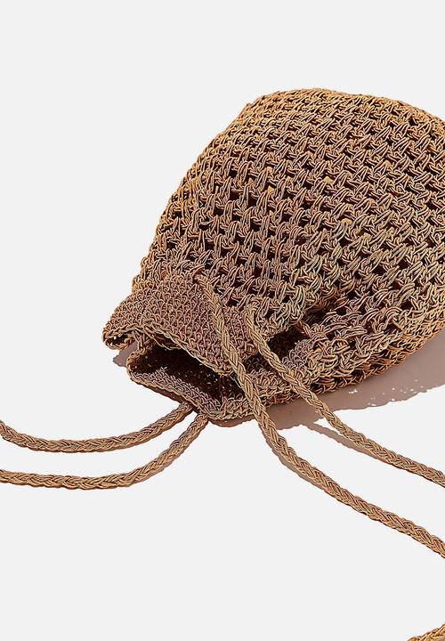 Rubi - Macrame knit bucket bag - mustard