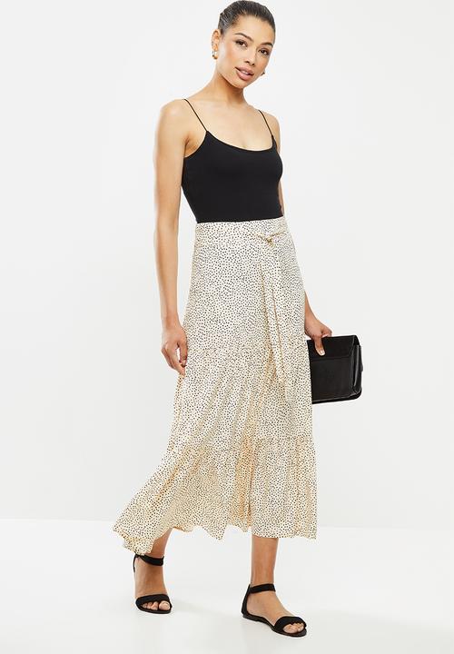 MILLA - Printed tiered skirt - neutral & black