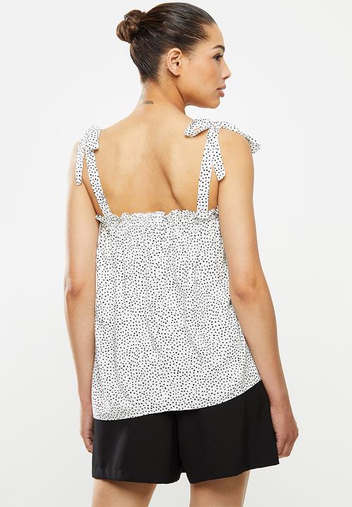 MILLA - Cami tie top - white & black