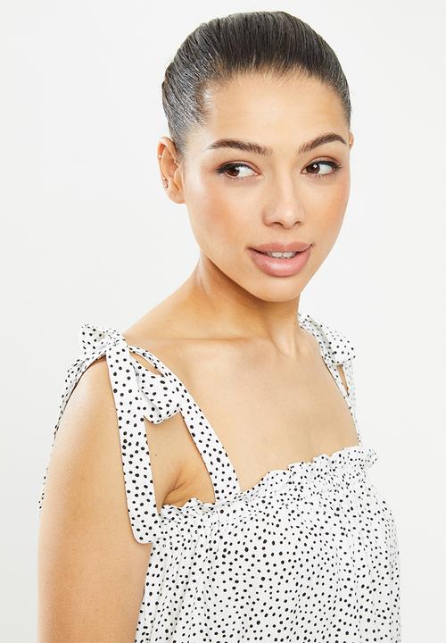 MILLA - Cami tie top - white & black