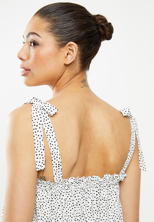 MILLA - Cami tie top - white & black